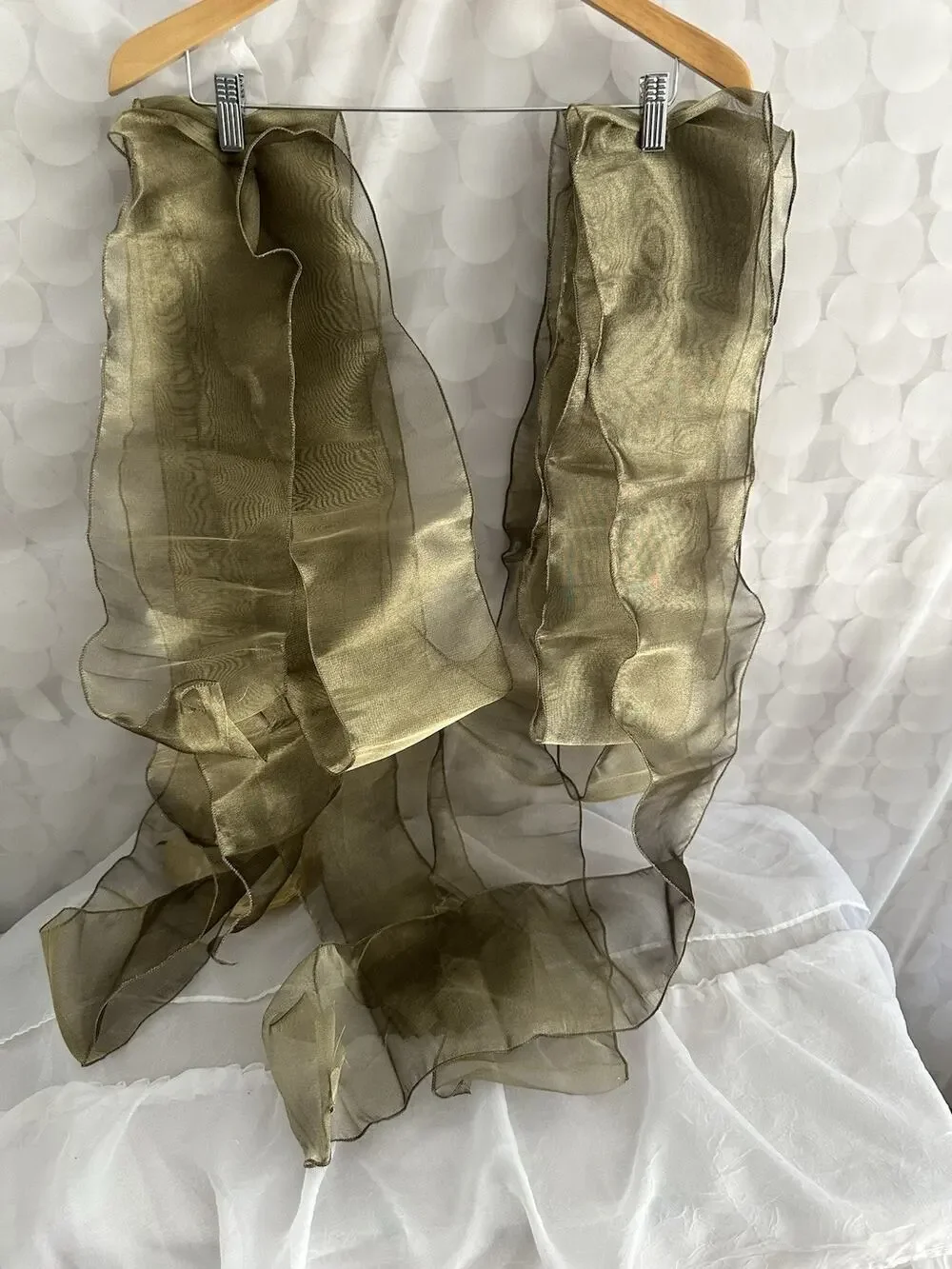 WIDE 5.5” WIDE Wired Organza Sheer Ribbon BRONZE Olive Green Wedding Christmas